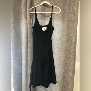 Amour Vert never worn black silk wrap midi dress